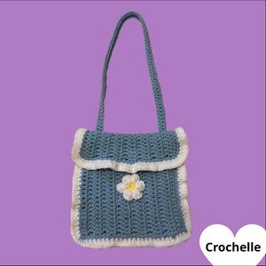 Crochet Light Blue Shoulder Bag